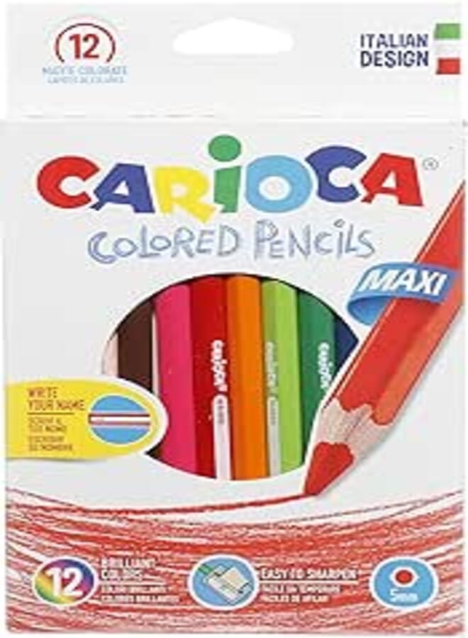 Carioca Colored Pencils 5 mm - Maxi, Set of 12 Pieces, Multi Color